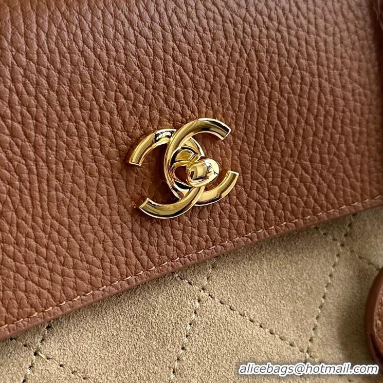 Discount Chanel Metiers D'art Small Shopping Bag Suede Calfskin/Grained Calfskin AS6428 Dark Beige/Camel/Gold 2026
