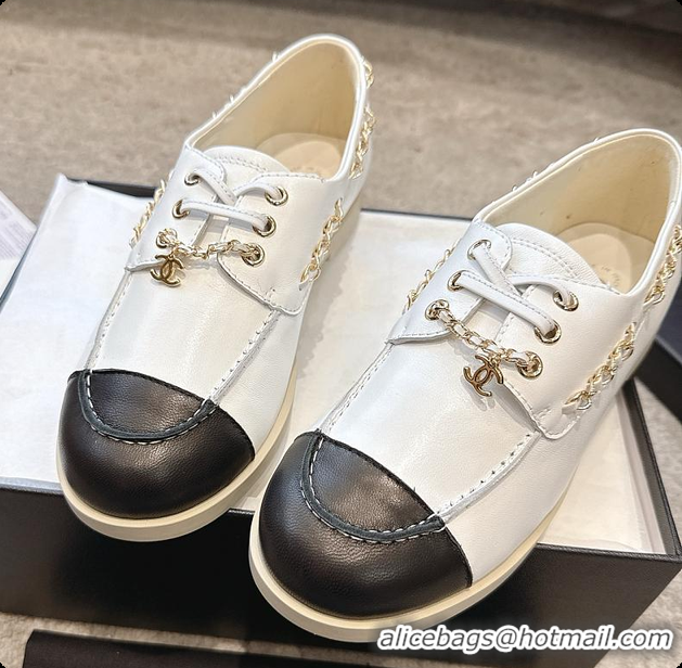 Good Quality Chanel Moccasins Suede Calfskin White & Black 60703101