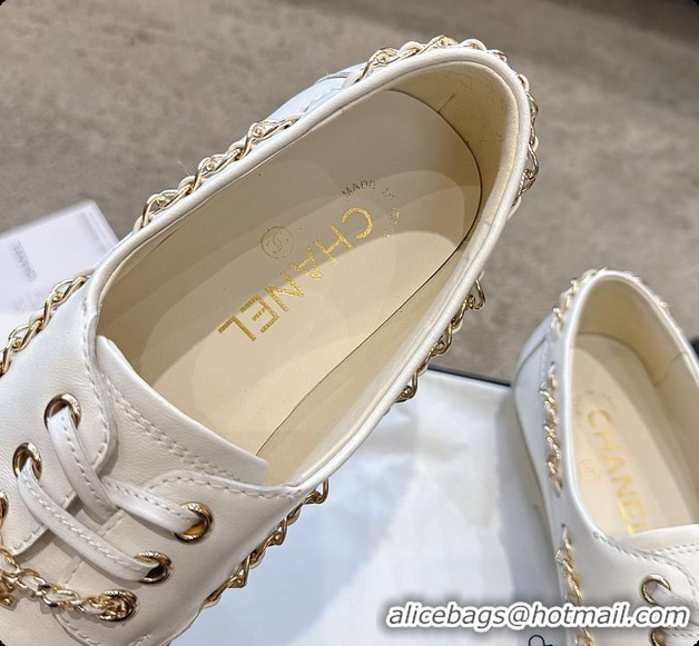 Good Quality Chanel Moccasins Suede Calfskin White & Black 60703101