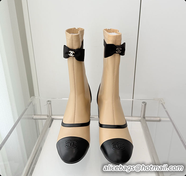 Good Product Chanel Low-cut Boots Sheepskin Beige 60703102
