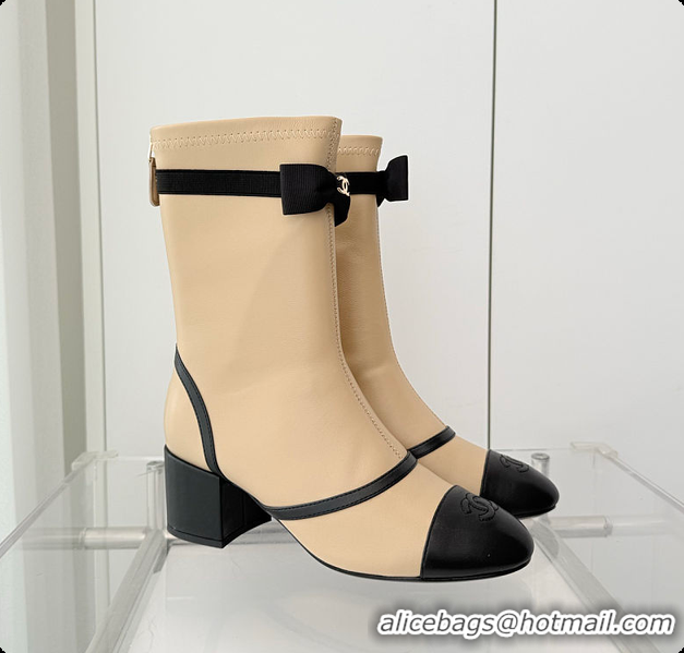 Good Product Chanel Low-cut Boots Sheepskin Beige 60703102