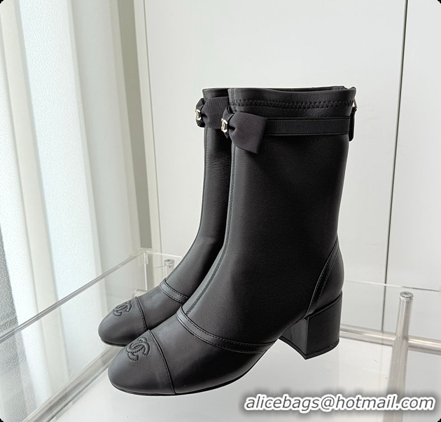 Perfect Chanel Low-cut Boots Sheepskin Black 60703103