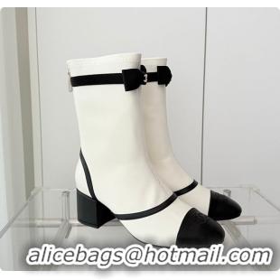 Top Design Chanel Low-cut Boots Sheepskin White 60703103
