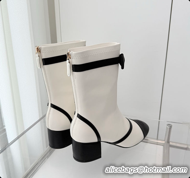 Top Design Chanel Low-cut Boots Sheepskin White 60703103