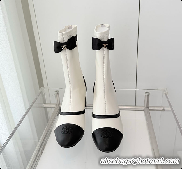 Top Design Chanel Low-cut Boots Sheepskin White 60703103