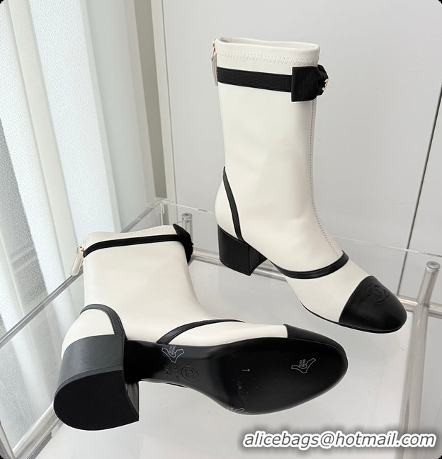 Top Design Chanel Low-cut Boots Sheepskin White 60703103