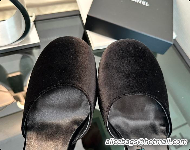 Discount Chanel Black Velvet Bow Heels 60703104