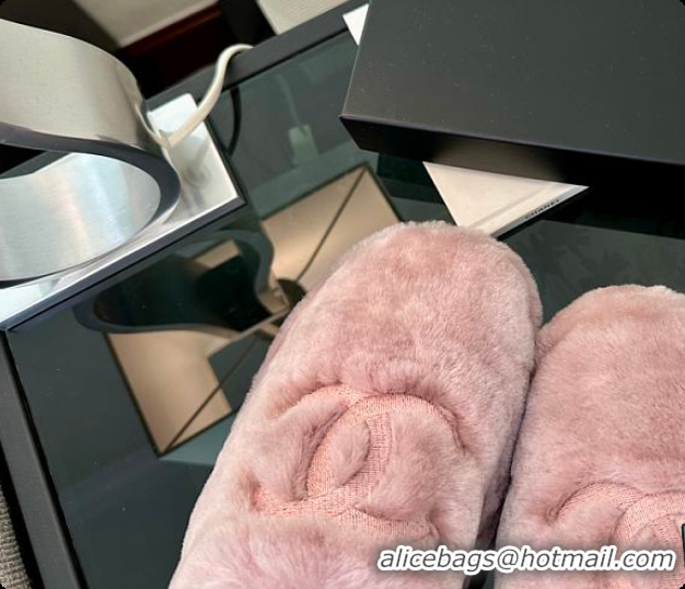 Buy Luxury Chanel Slippers Double-sided Sheared Wool Pink 60703105
