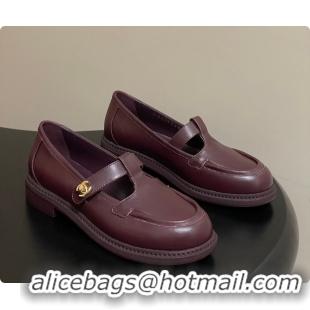 Unique Style Chanel Moccasins Shoes Calfskin Burgundy 60703107