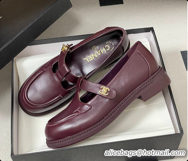 Unique Style Chanel Moccasins Shoes Calfskin Burgundy 60703107