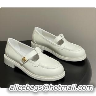 Luxurious Chanel Moccasins Shoes Calfskin White 60703107