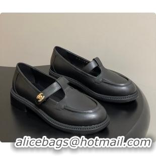 Top Grade Chanel Moccasins Shoes Calfskin Black 60703107