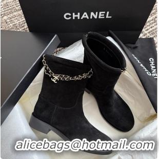 Best Price Chanel Black Suede Ankle Boots 60703108