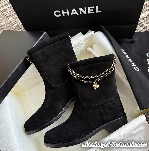 Best Price Chanel Black Suede Ankle Boots 60703108