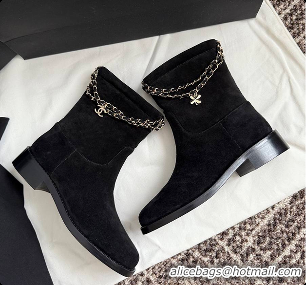 Best Price Chanel Black Suede Ankle Boots 60703108