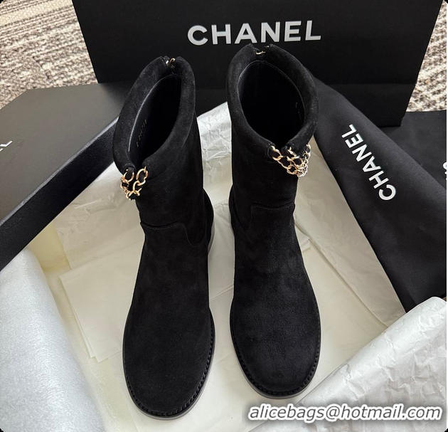 Best Price Chanel Black Suede Ankle Boots 60703108
