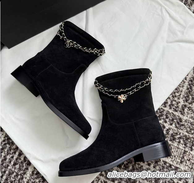 Best Price Chanel Black Suede Ankle Boots 60703108
