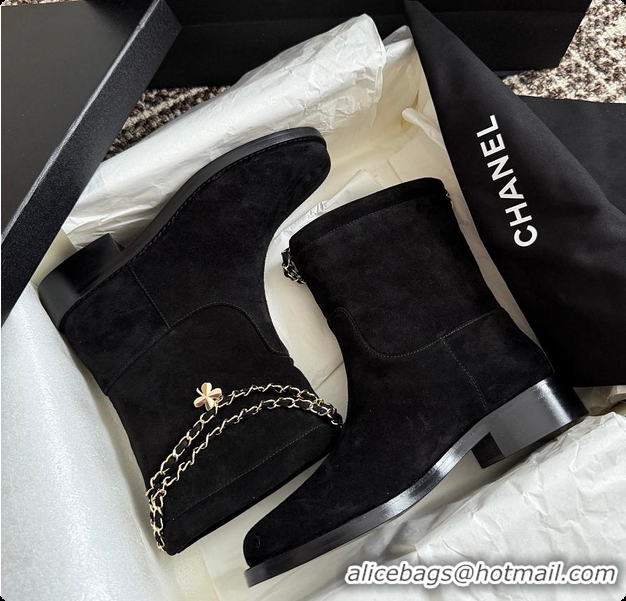 Best Price Chanel Black Suede Ankle Boots 60703108