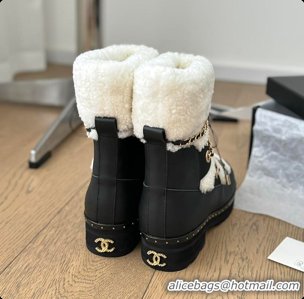 Buy Luxury Chanel Cuffed Lamb Wool Snow Boots White 60703110