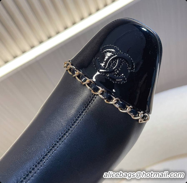 Good Looking Chanel Patent Leather Ankle boots Black 60703111