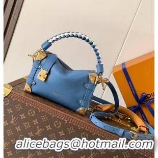 Best Price Louis Vuitton Grained Calf Leather Side Trunk PM M27436 Blue Jeans 2026