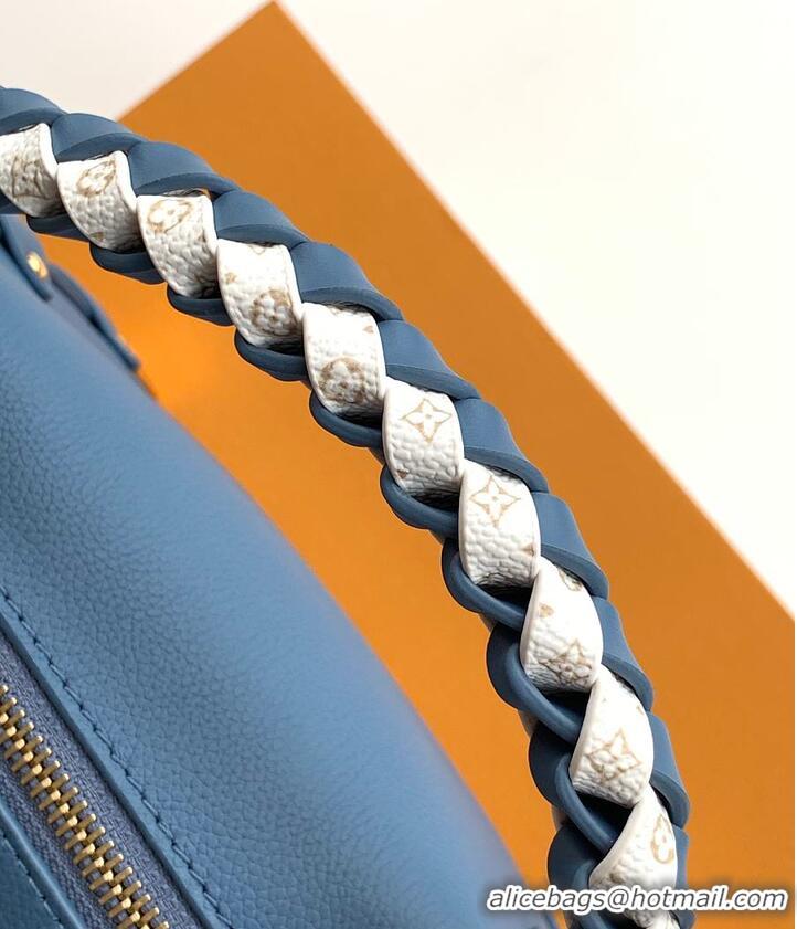 Best Price Louis Vuitton Grained Calf Leather Side Trunk PM M27436 Blue Jeans 2026
