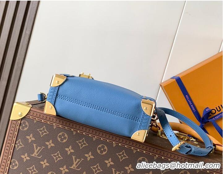 Best Price Louis Vuitton Grained Calf Leather Side Trunk PM M27436 Blue Jeans 2026