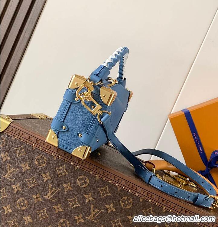 Best Price Louis Vuitton Grained Calf Leather Side Trunk PM M27436 Blue Jeans 2026