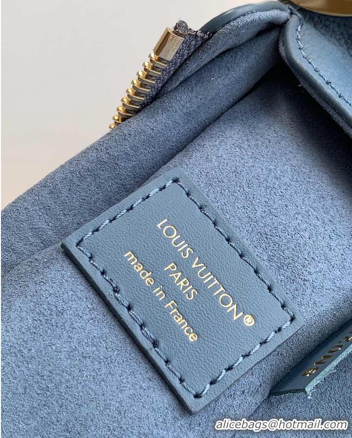 Best Price Louis Vuitton Grained Calf Leather Side Trunk PM M27436 Blue Jeans 2026