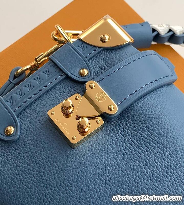 Best Price Louis Vuitton Grained Calf Leather Side Trunk PM M27436 Blue Jeans 2026