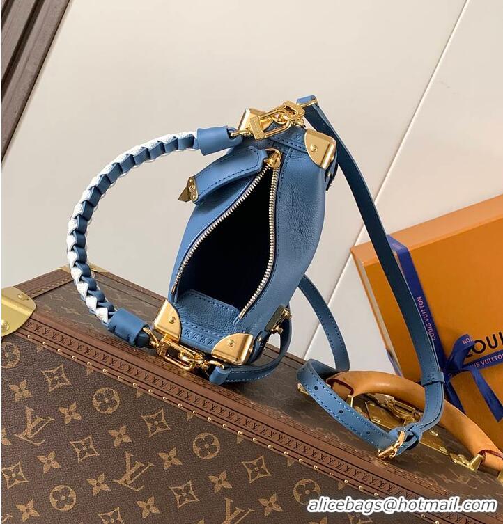 Best Price Louis Vuitton Grained Calf Leather Side Trunk PM M27436 Blue Jeans 2026