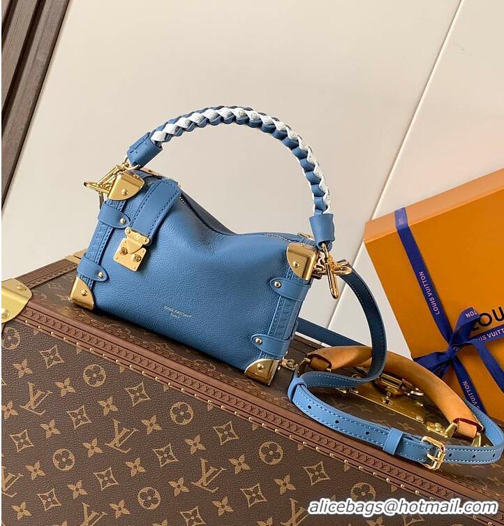 Best Price Louis Vuitton Grained Calf Leather Side Trunk PM M27436 Blue Jeans 2026