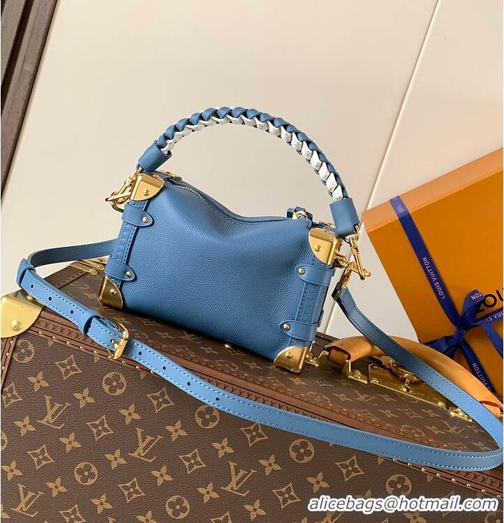 Best Price Louis Vuitton Grained Calf Leather Side Trunk PM M27436 Blue Jeans 2026