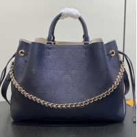 Promotional Louis Vuitton Bella Tote Bag in Mahina Perforated Calfskin M14316 Navy Blue 2025