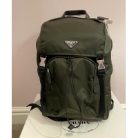 Buy Discount Prada Re-Nylon With Saffiano Leather Buckled Backpack PA8945 Green