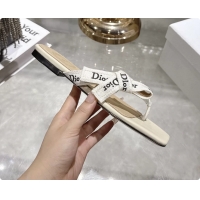 Good Quality Dior Jadior Flat Thong Sandals White Embroidered Cotton and Trench lambskin 6070201