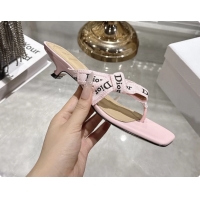 Discount Fashion Dior Jadior Heeled Thong Sandals Pink Embroidered Cotton and Trench lambskin 6070202