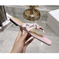 Sophisticated Dior Jadior Flat Thong Sandals Pink Embroidered Cotton and Trench lambskin 6070203
