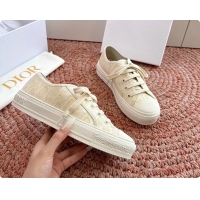 Luxury Dior WalknDior Platform Sneakers Yellow Beige Dior Oblique Embroidered Cotton Canvas 6070207