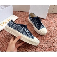 Unique Discount Dior WalknDior Platform Sneakers Navy Blue Dior Oblique Embroidered Cotton Canvas 6070207