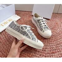 Generous Dior WalknDior Platform Sneakers Gray Dior Oblique Embroidered Cotton Canvas 6070207