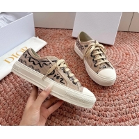 Stylish Dior WalknDior Platform Sneakers Beige Dior Painted Ribbon Embroidered Cotton 6070207