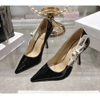 Durable Dior Jadior Slingback Pumps Black Patent Calfskin 95MM 6070214
