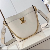 Grade Design Louis Vuitton Lock and Walk Bucket Bag in Grained Leather M24006 White 2026