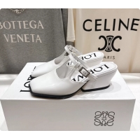 Unique Style Loewe Onda White Brushed Calfskin Leather Slingback Pumps 6070310