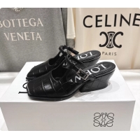 Good Looking Loewe Onda Black Croco Embossed Calfskin Leather Slingback Pumps 6070310