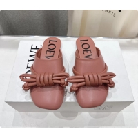 Pretty Style Loewe Flamenco Knot Lambskin Leather Flat Mules Pink 6070313