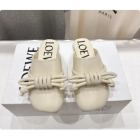 Purchase Loewe Flamenco Knot Lambskin Leather Flat Mules Off White 6070313