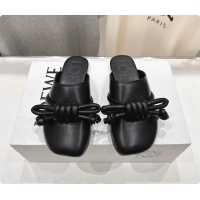 Good Quality Loewe Flamenco Knot Lambskin Leather Flat Mules Black 6070313