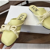 Loewe Flamenco Knot Flat Mules Shoes Yellow Lambskin Leather 6070313